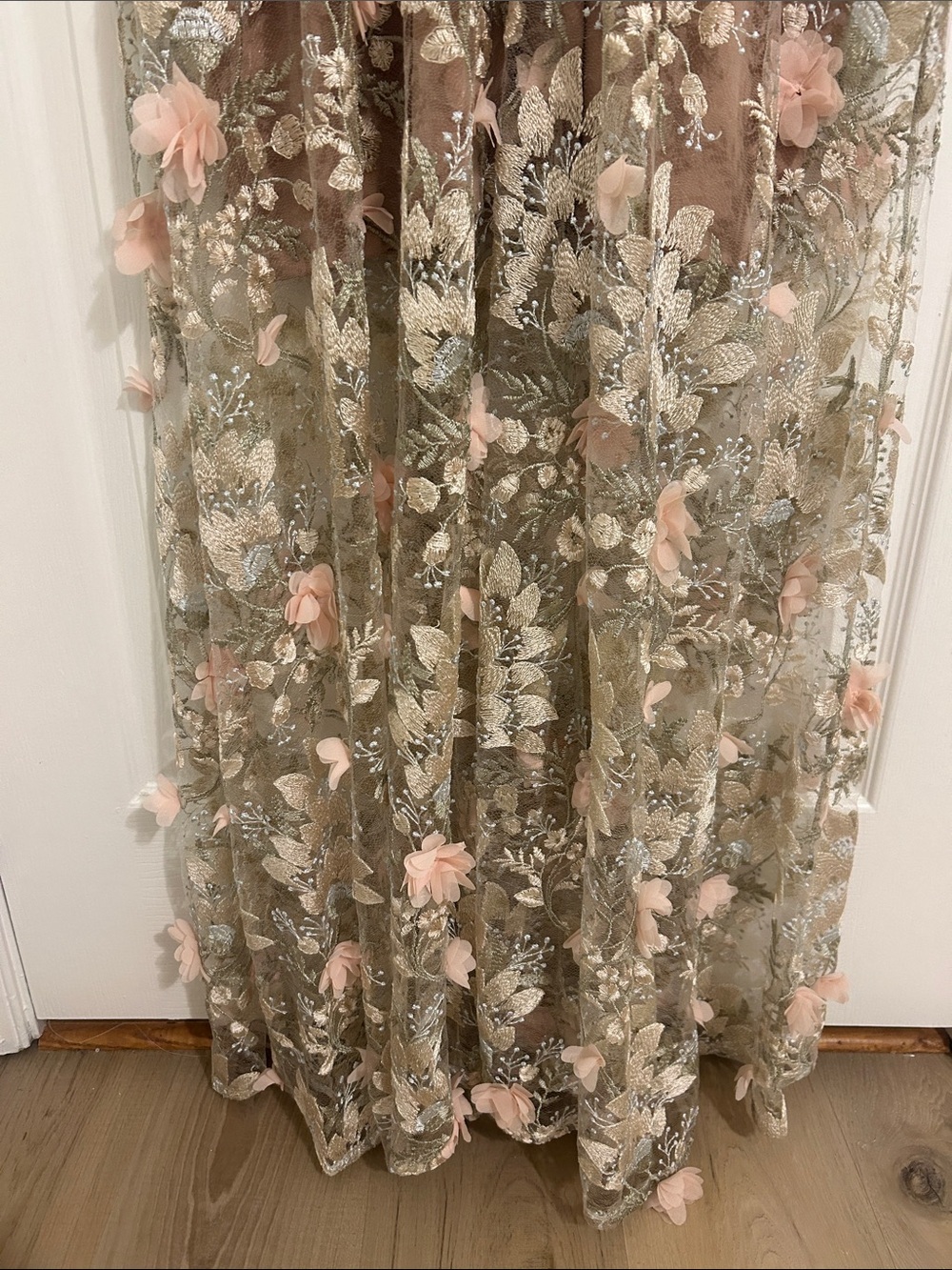 Dress The Population Sidney 3D Floral Appliqué Maxi Gown Pink Rose New Size XXL - Picture 14 of 16